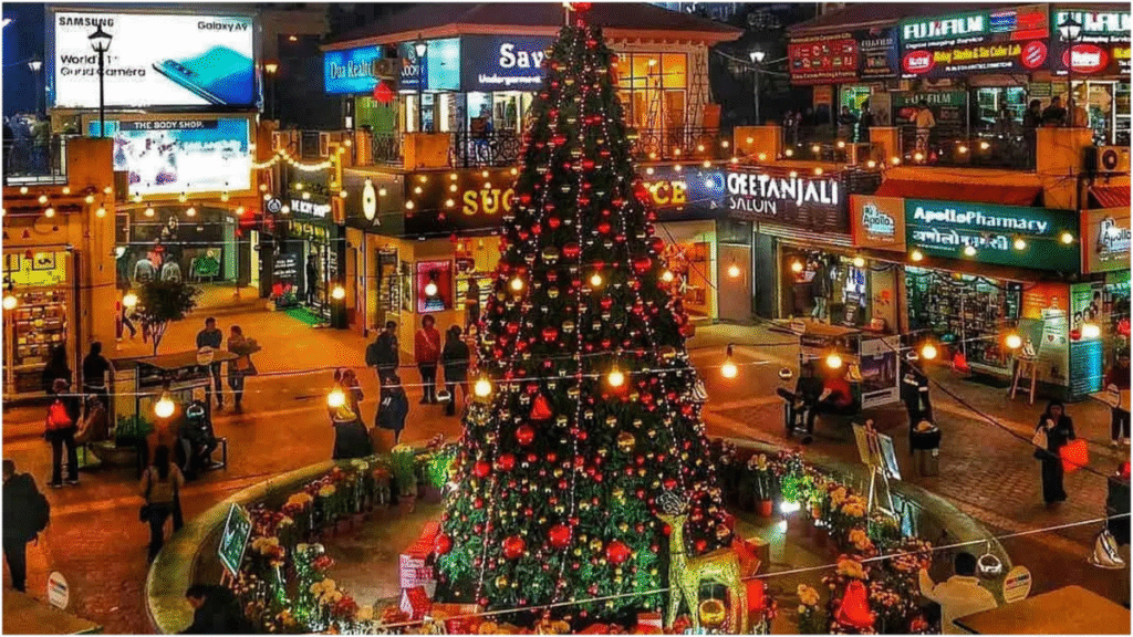 Christmas decorations and parties in Delhi during festive season